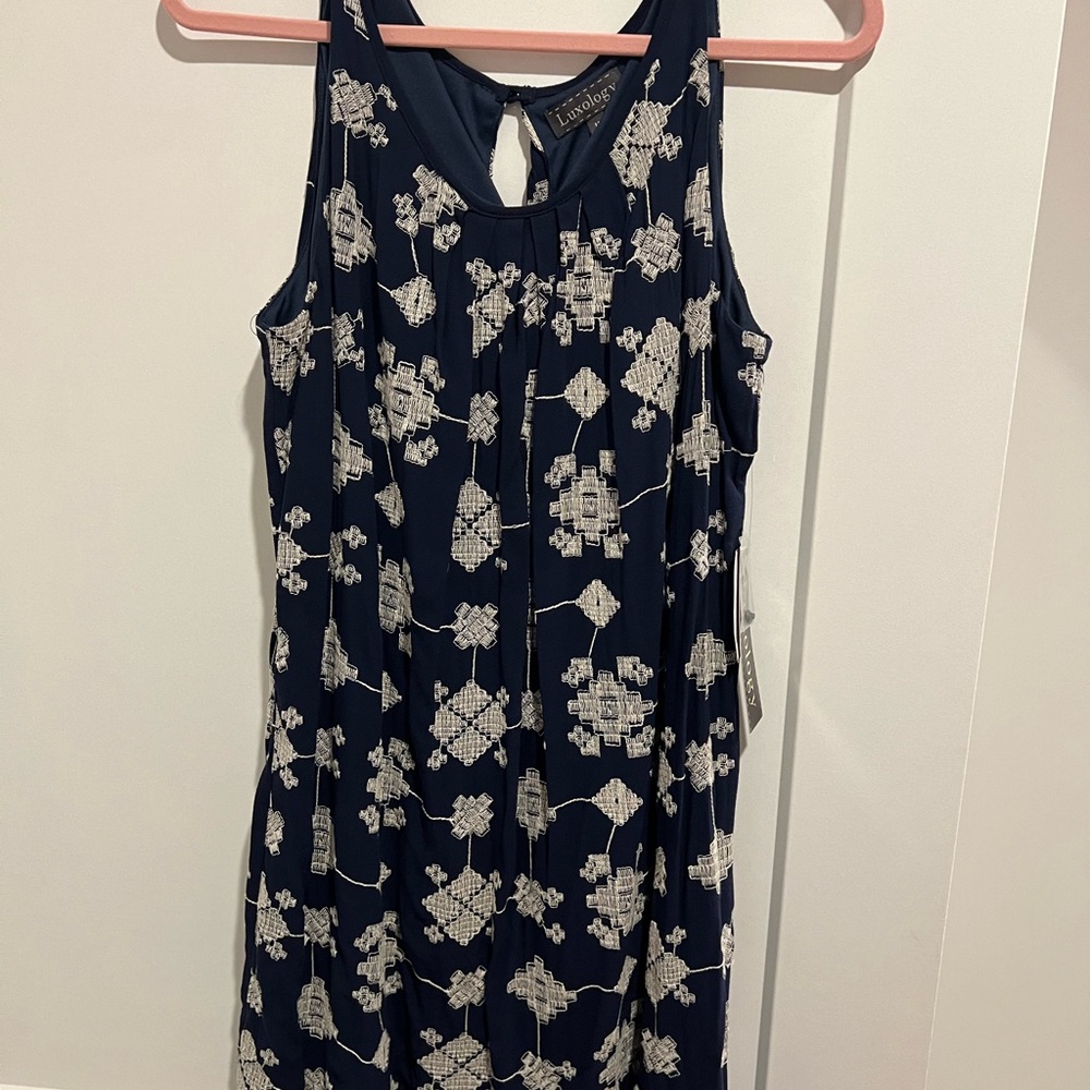 Navy with cream stitching dress